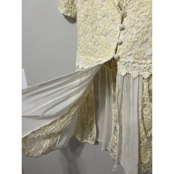 A'reve Cream L Sheer Lace Crochet Trim Gauzy Fairy Whimsical Romantic Floral - Picture 4 of 16